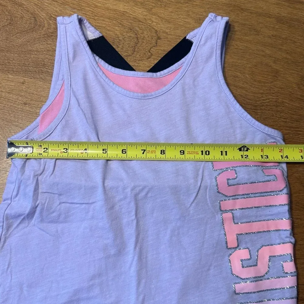 Justice Girls Glitter Graphic Lilac Tank